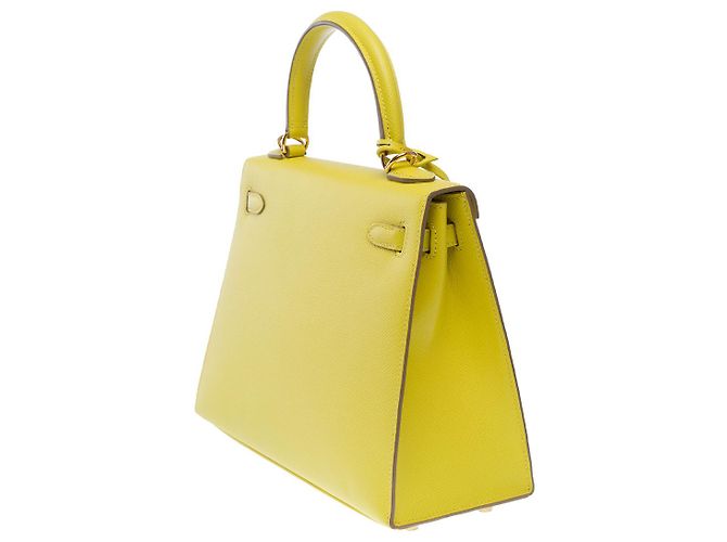 Hermès Sac HERMES Kelly 25 en Cuir Jaune - 102503 - vue 6