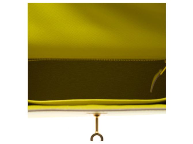 Hermès Sac HERMES Kelly 25 en Cuir Jaune - 102503 - vue 9