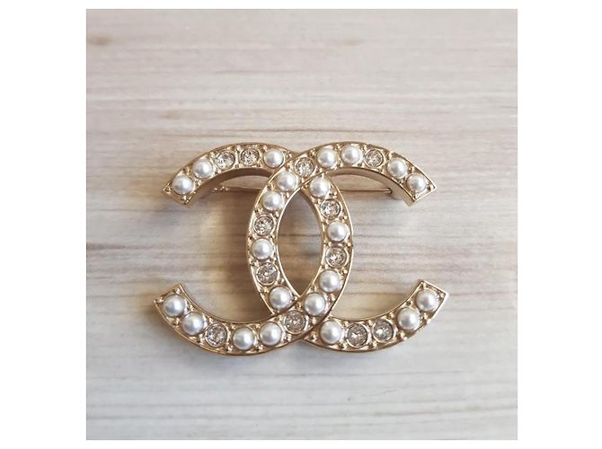 Spilla Chanel Dorata con Perle e Zirconi D'oro - vista 6