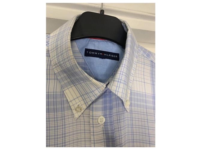 Camicia Tommy Hilfiger azzurra in cotone da uomo M Blu - vista 3