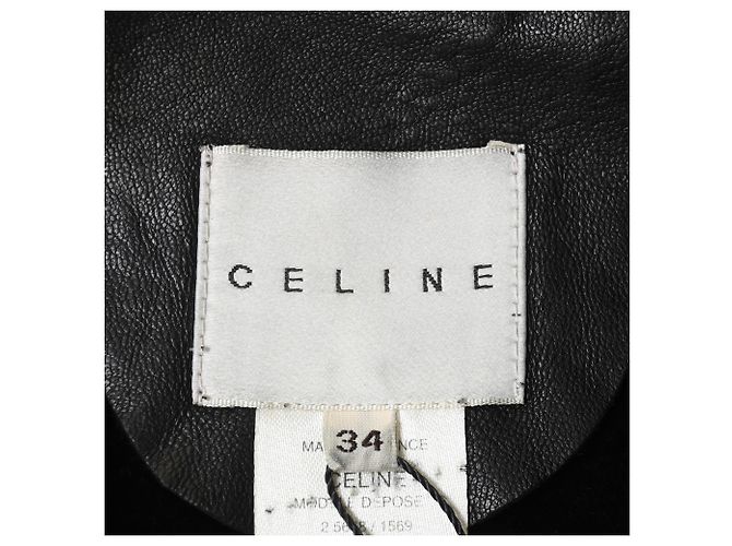 Céline  Celine Belted Mandarin Collared Jacket in Black Leather - view 4