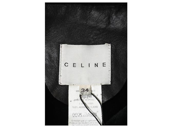 Céline  Celine Belted Mandarin Collared Jacket in Black Leather - view 9
