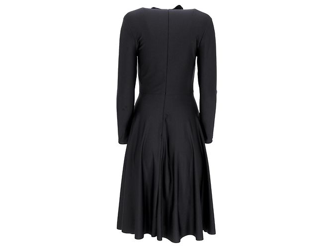 Day Balenciaga Midi-Flared Kleid mit Stehkragen aus schwarzem Polyester - Ansicht 3