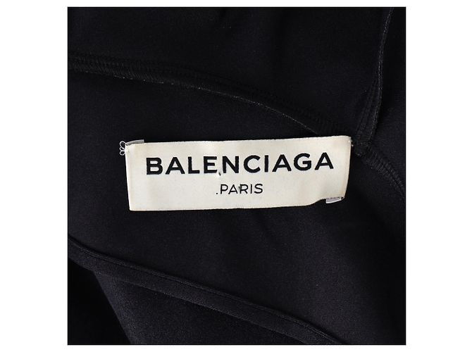 Day Balenciaga Midi-Flared Kleid mit Stehkragen aus schwarzem Polyester - Ansicht 4