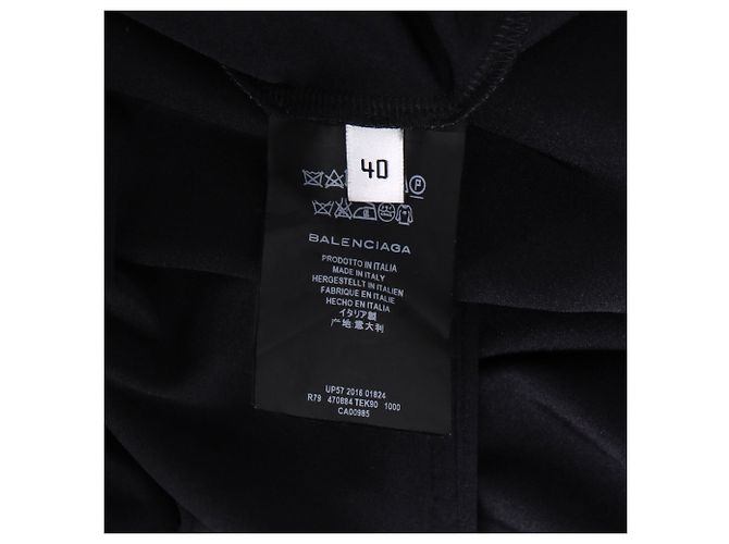 Day Balenciaga Midi-Flared Kleid mit Stehkragen aus schwarzem Polyester - Ansicht 5