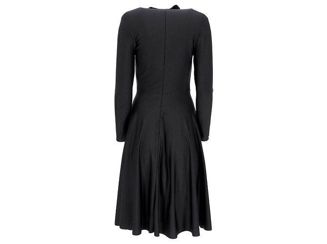 Day Balenciaga Midi-Flared Kleid mit Stehkragen aus schwarzem Polyester - Ansicht 8