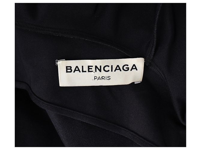 Day Balenciaga Midi-Flared Kleid mit Stehkragen aus schwarzem Polyester - Ansicht 9