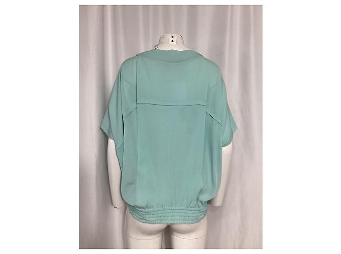 Blusa de manga corta Diane von Furstenberg en seda turquesa - vista 10