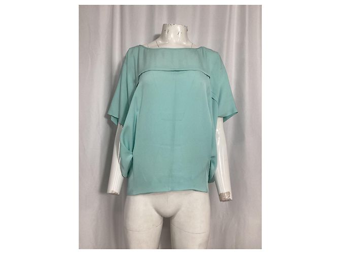 Blusa de manga corta Diane von Furstenberg en seda turquesa - vista 7