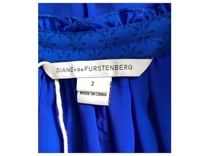 Diane von Furstenberg Bluse aus blauer Seide - Ansicht 12