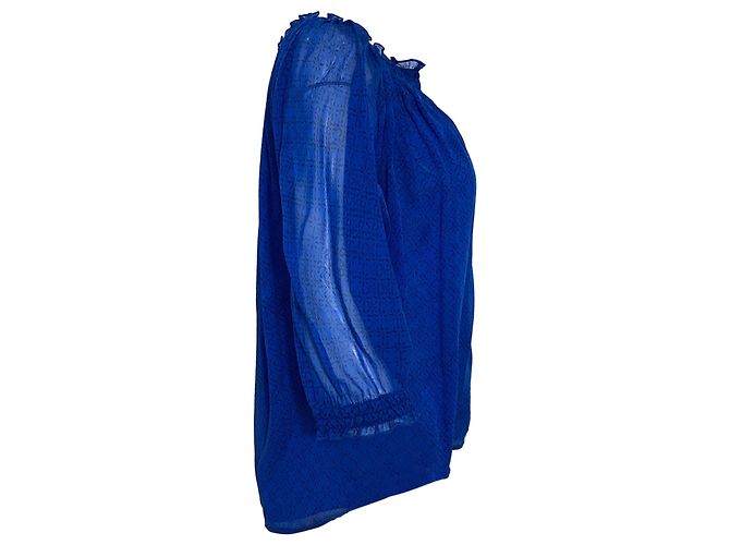 Diane von Furstenberg Bluse aus blauer Seide - Ansicht 3