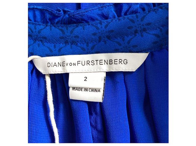 Diane von Furstenberg Bluse aus blauer Seide - Ansicht 6