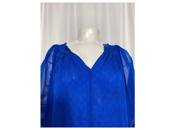 Diane von Furstenberg Bluse aus blauer Seide - Ansicht 8