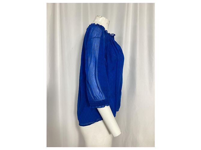 Diane von Furstenberg Bluse aus blauer Seide - Ansicht 9