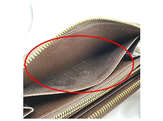 Louis Vuitton Langer Geldbeutel aus Damier-Canvas Braun Damier ebene - Ansicht 14