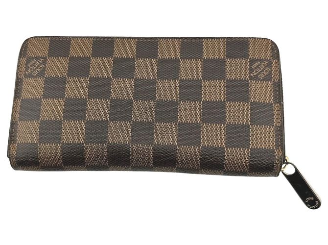 Louis Vuitton Langer Geldbeutel aus Damier-Canvas Braun Damier ebene - Ansicht 3
