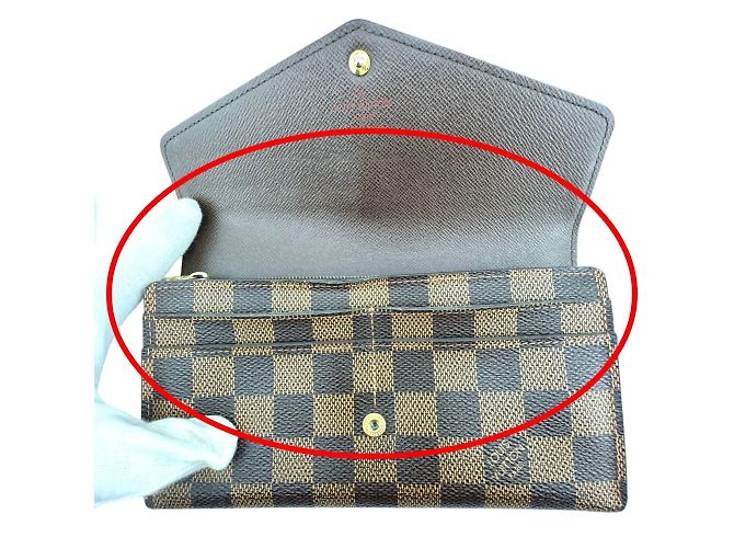 Cartera Larga Louis Vuitton en Lona Damier Marrón Castaño - vista 11