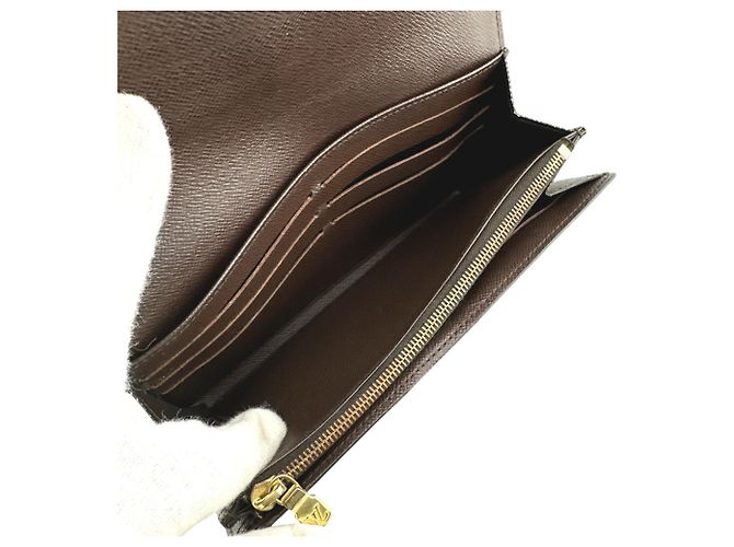 Cartera Larga Louis Vuitton en Lona Damier Marrón Castaño - vista 14