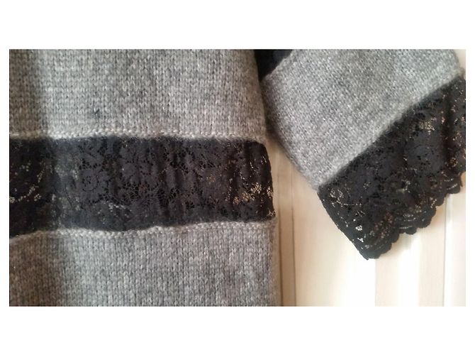 D&G Cardigan aus Mohair Grau und Schwarzer Spitze - Ansicht 10