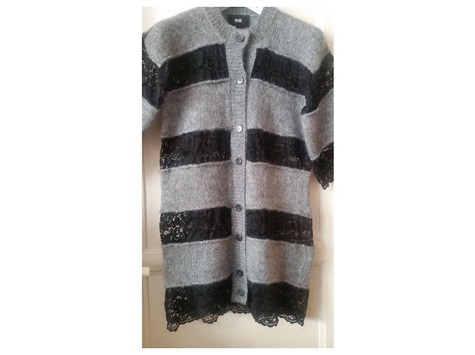D&G Cardigan aus Mohair Grau und Schwarzer Spitze - Ansicht 3