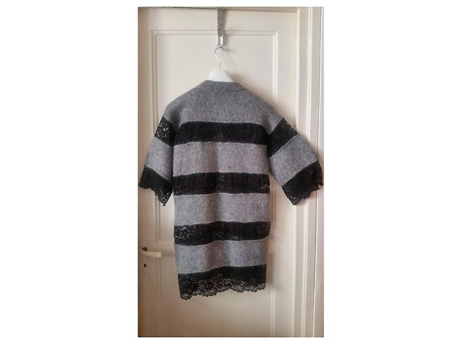 D&G Cardigan aus Mohair Grau und Schwarzer Spitze - Ansicht 4