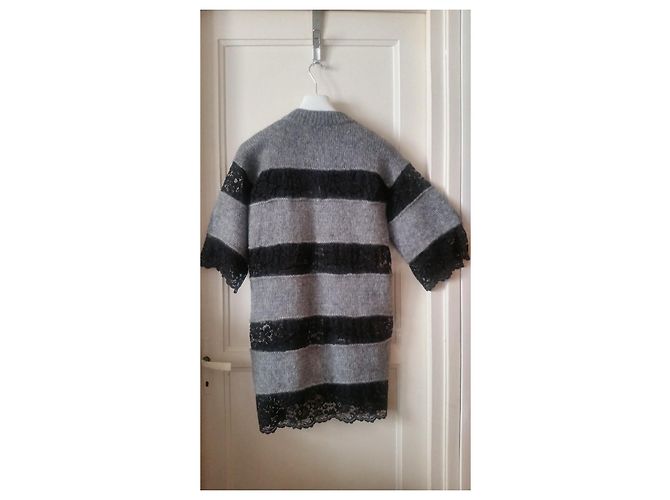 D&G Cardigan aus Mohair Grau und Schwarzer Spitze - Ansicht 9