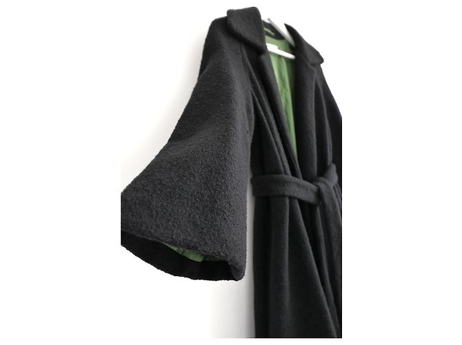 Abrigo swing de bouclé forrado de seda Dries Van Noten otoño 2005 Negro - vista 3