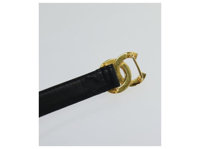 CHANEL COCO Mark Gürtel Leder 26,4"" Schwarz Gold CC Auth yk17305 Golden - Ansicht 10