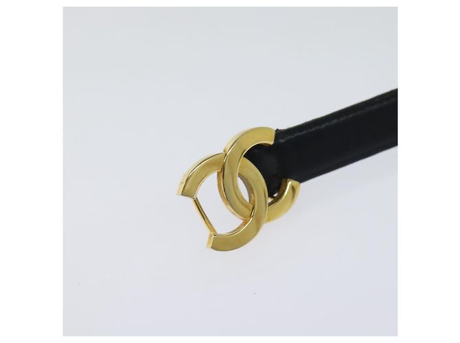 CHANEL COCO Mark Gürtel Leder 26,4"" Schwarz Gold CC Auth yk17305 Golden - Ansicht 2