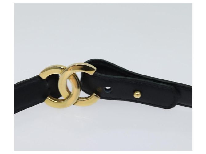 CHANEL COCO Mark Gürtel Leder 26,4"" Schwarz Gold CC Auth yk17305 Golden - Ansicht 4