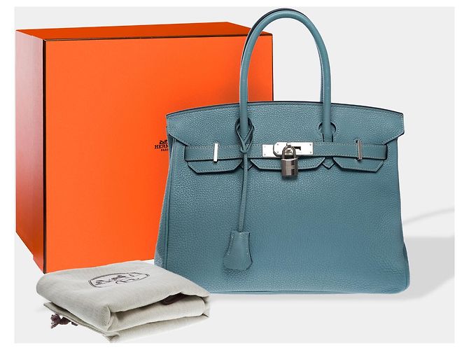 Hermès HERMES Birkin 30 Bag in Blue Leather - 102504 - view 2