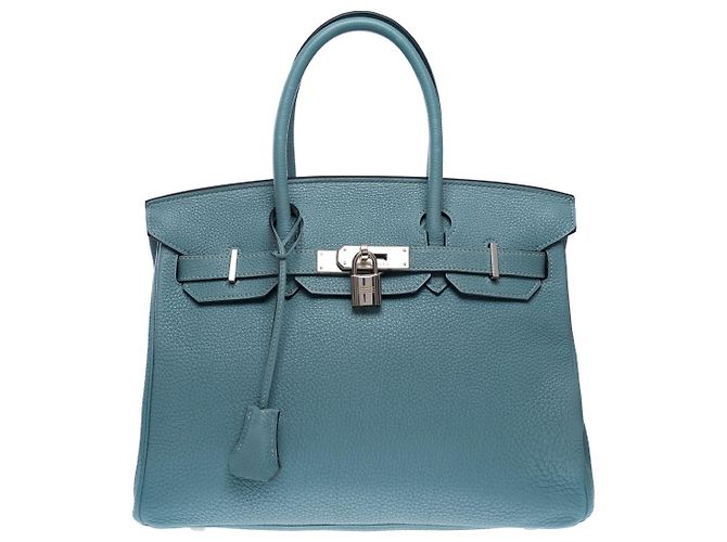 Hermès HERMES Birkin 30 Bag in Blue Leather - 102504 - view 3