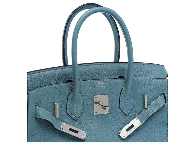 Hermès HERMES Birkin 30 Bag in Blue Leather - 102504 - view 7