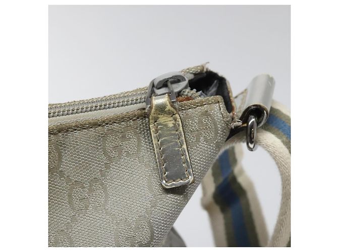 Borsa a Spalla GG Canvas Gucci Argento Blu 145857 Auth 110391 - vista 10