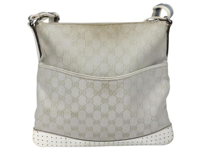 Borsa a Spalla GG Canvas Gucci Argento Blu 145857 Auth 110391 - vista 13