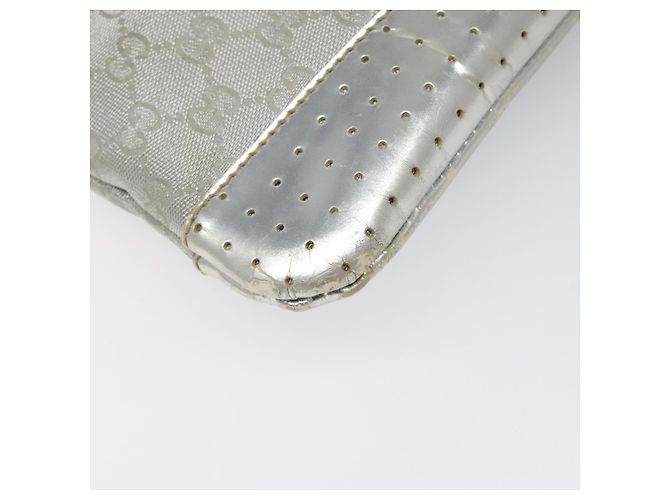 Borsa a Spalla GG Canvas Gucci Argento Blu 145857 Auth 110391 - vista 14