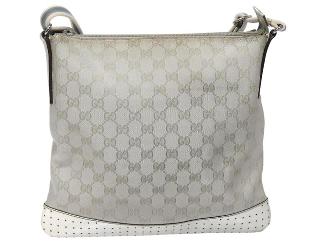 Borsa a Spalla GG Canvas Gucci Argento Blu 145857 Auth 110391 - vista 2