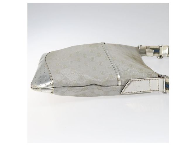 Borsa a Spalla GG Canvas Gucci Argento Blu 145857 Auth 110391 - vista 3