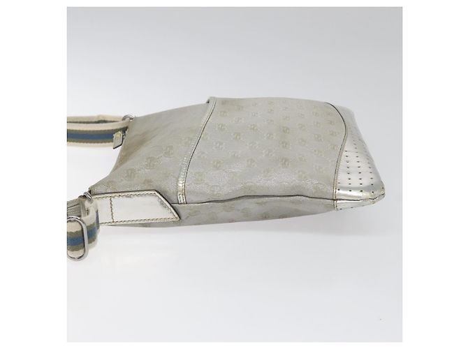 Borsa a Spalla GG Canvas Gucci Argento Blu 145857 Auth 110391 - vista 4