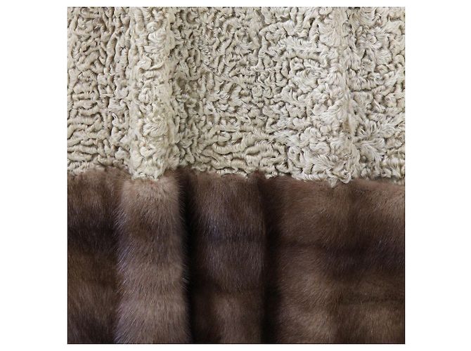 Autre Marque Langer persischer Lammfellmantel Braun Beige Sand - Ansicht 6