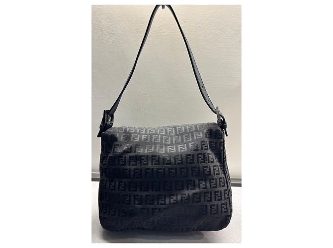 Baguette Borsa Fendi in tessuto nero - vista 3