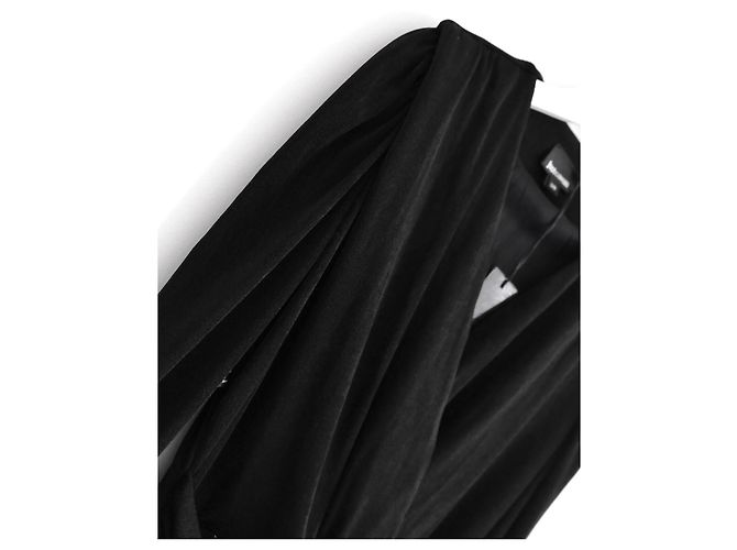 Schwarzes drapiertes Kleid mit Just Cavalli-Tagdetail - Ansicht 3