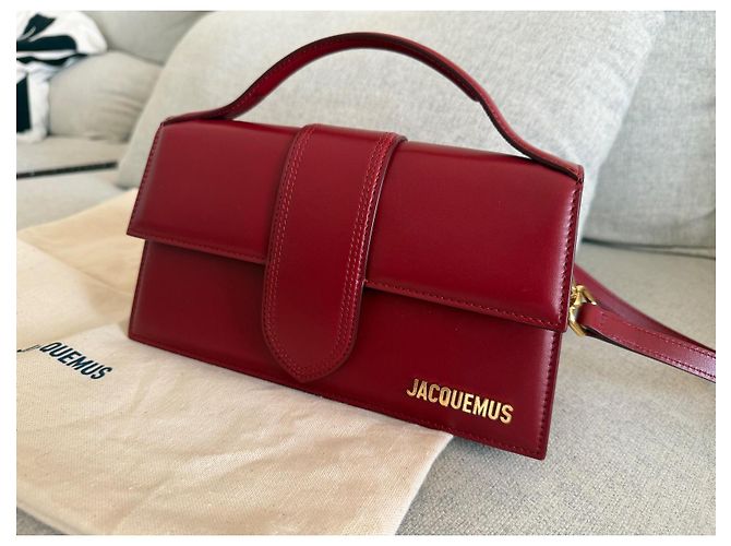 Borsa Jacquemus Le Grand Bambino in Pelle Rosso Scuro Bordò - vista 2