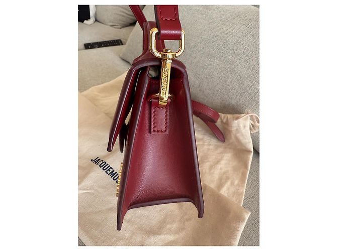 Borsa Jacquemus Le Grand Bambino in Pelle Rosso Scuro Bordò - vista 3