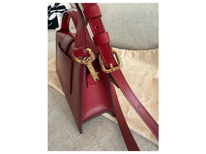 Borsa Jacquemus Le Grand Bambino in Pelle Rosso Scuro Bordò - vista 4