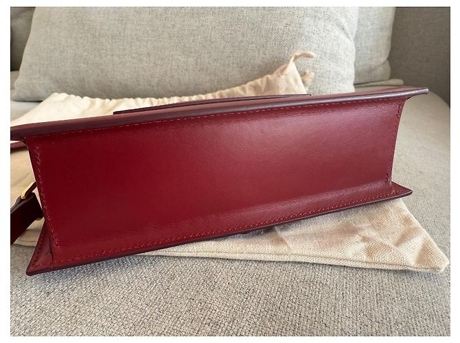 Borsa Jacquemus Le Grand Bambino in Pelle Rosso Scuro Bordò - vista 5