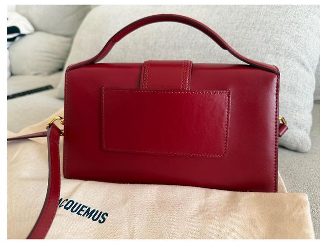 Borsa Jacquemus Le Grand Bambino in Pelle Rosso Scuro Bordò - vista 6
