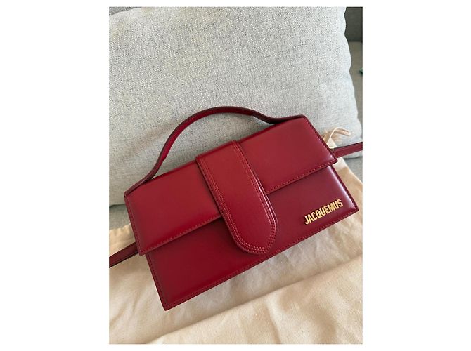 Borsa Jacquemus Le Grand Bambino in Pelle Rosso Scuro Bordò - vista 8