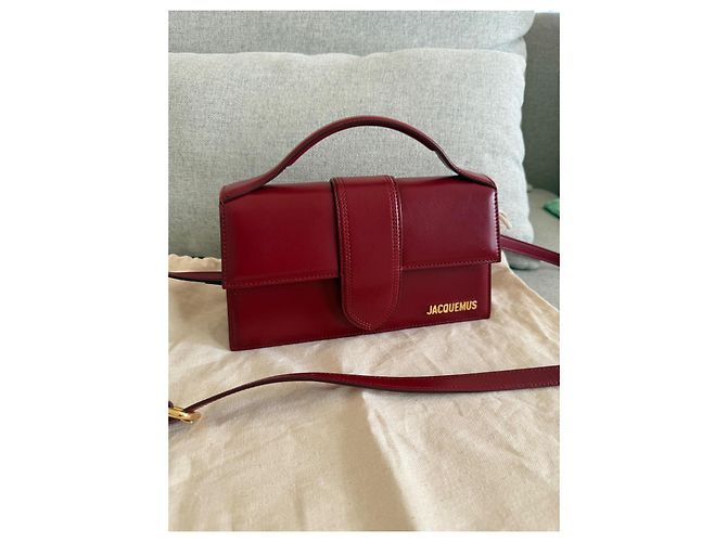 Borsa Jacquemus Le Grand Bambino in Pelle Rosso Scuro Bordò - vista 9