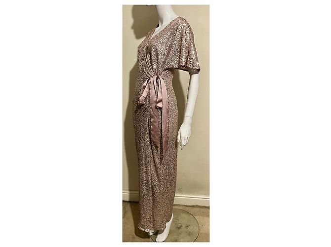 Jenny Packham Abito maxi avvolgente con paillettes dorate D'oro Metallico - vista 2
